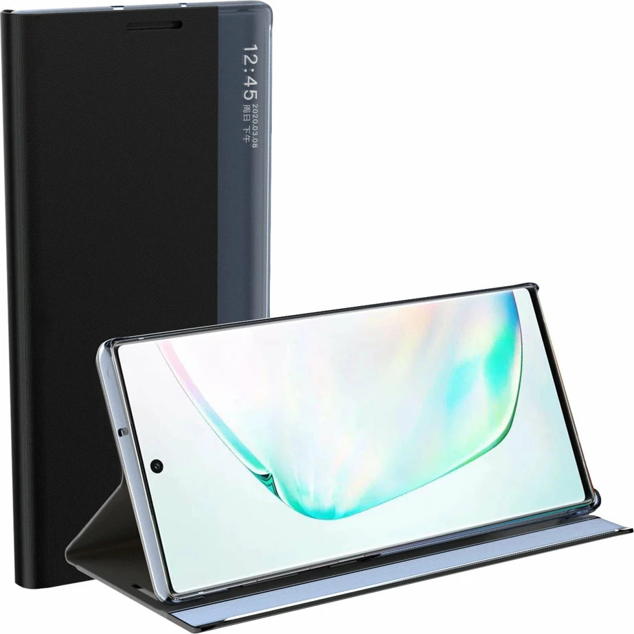 Mbështjellës Hurtel Sleep Case me dritare të mençur për Samsung Galaxy A22 4G, i zi