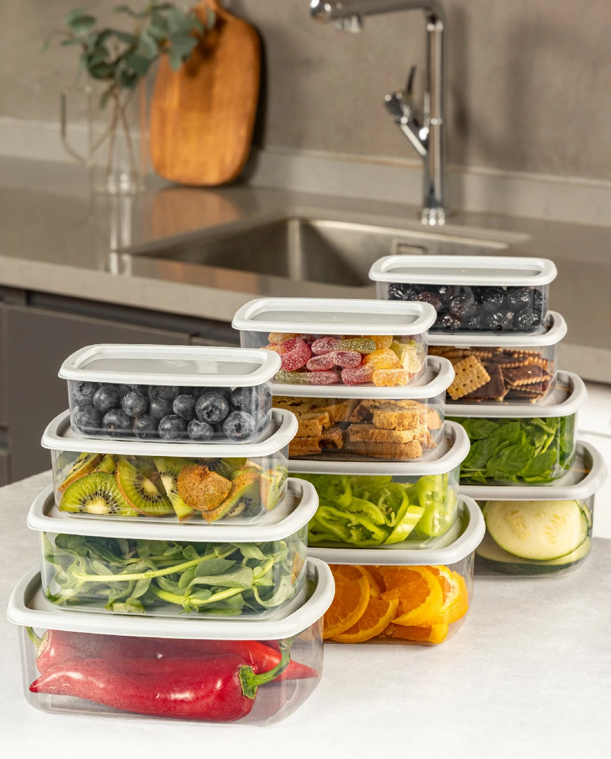 Set kuti për organizim (12 copë), Hermia, SYBOX12LIKRSK, ngjyrë gri