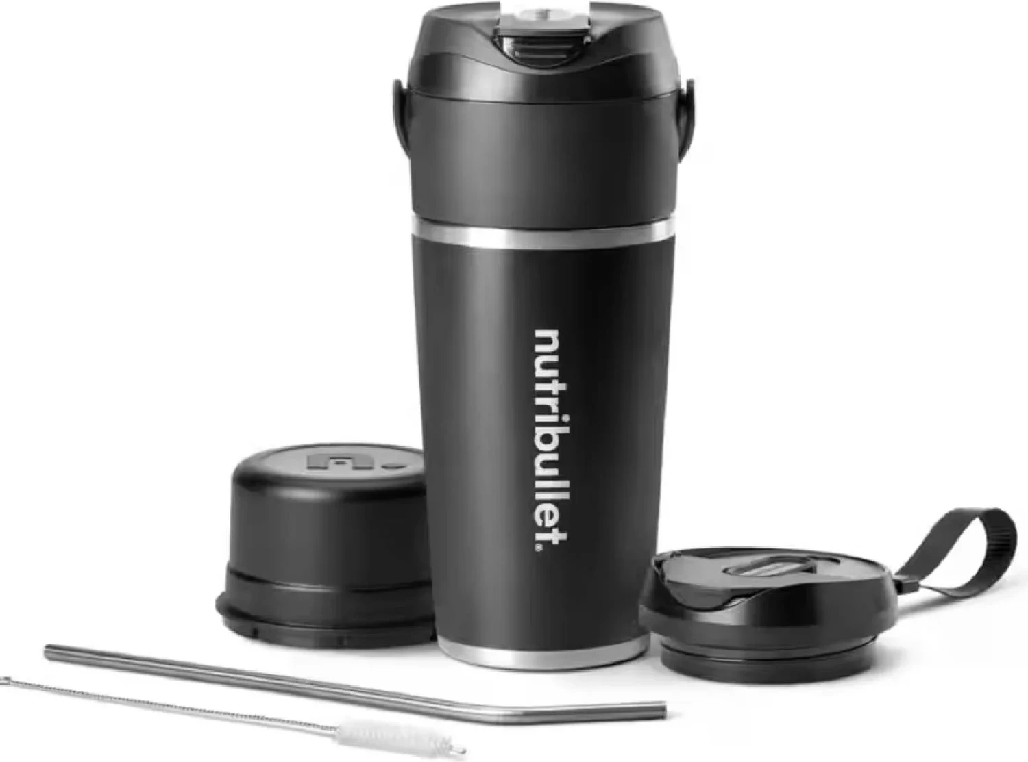Blender portabel, NutriBullet NBP016B, bateri USB-C 11.1V, kupë inox 590 ml, 14+ cikle, e zezë
