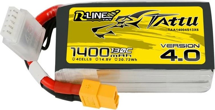 Bateri LiPo Tattu R-Line 4.0, 1400mAh, 14.8V, 130C, XT60