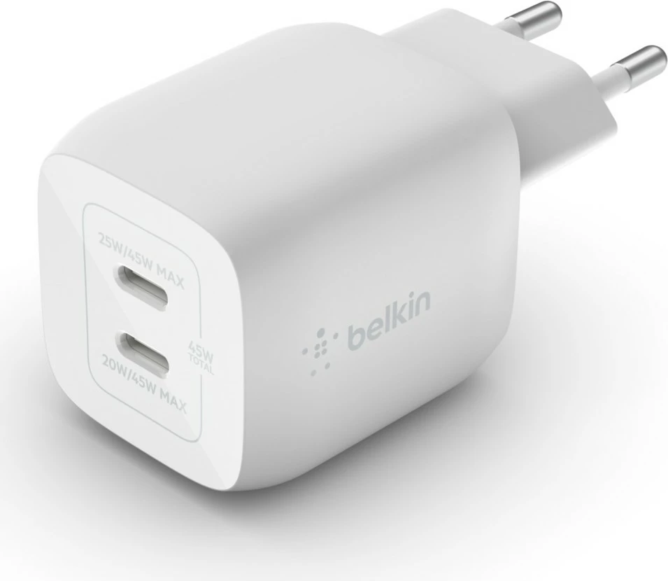 Karikues Belkin WCH011vfWH, 45W, 2 USB Type-C, i bardhë