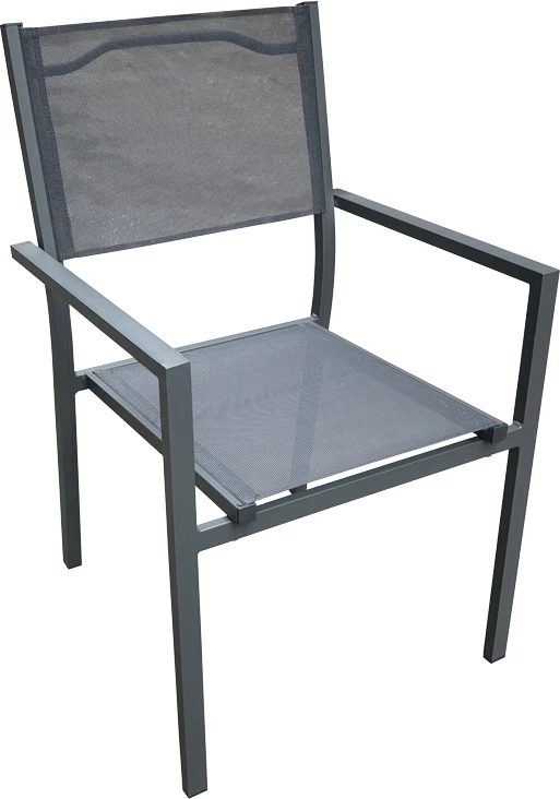 Tavolinë me karrige Nares-Moly C set prej 5 copash alumini anthracite dhe textilene me plywood ngjyrë natyrale 180x90x72.5cm