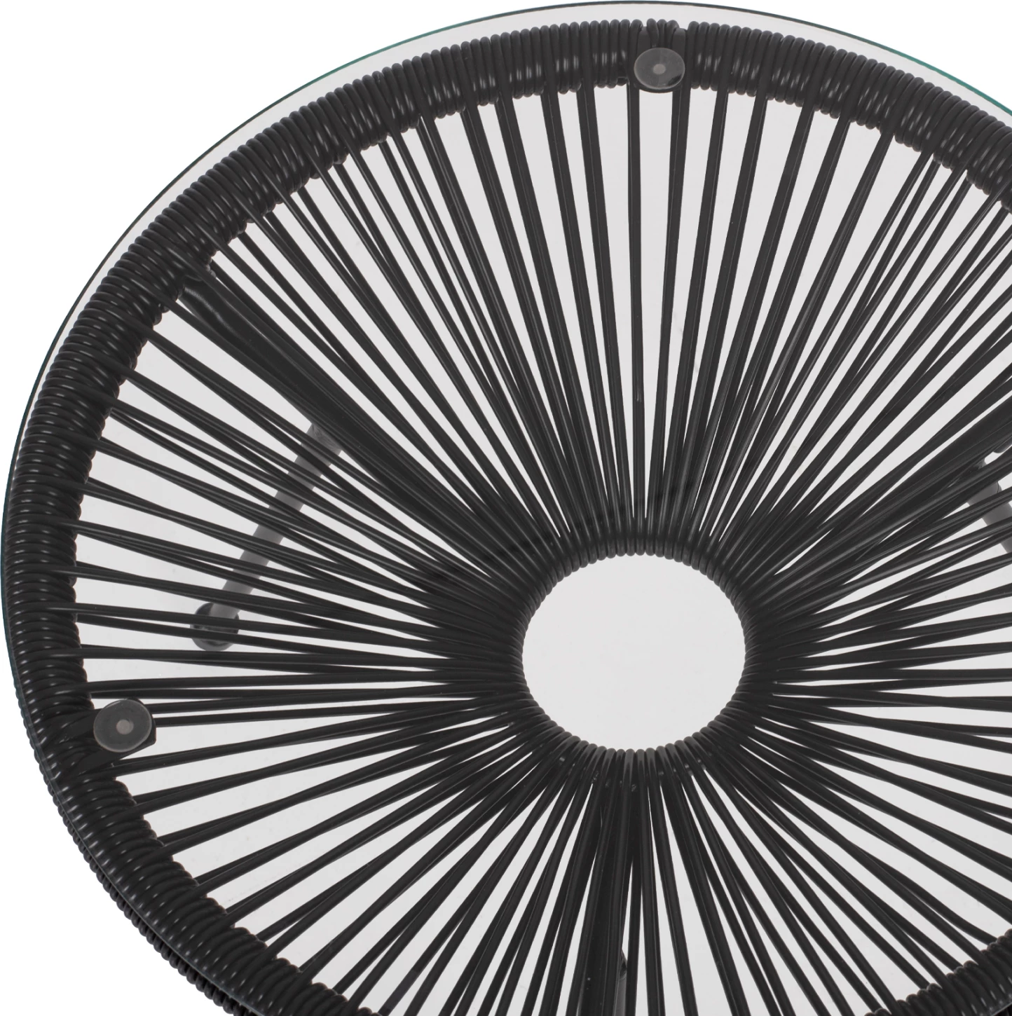 Tavolinë anësore profesionale Allegra, metal i zi dhe ratan i zi, FH5874.01, D47x45Hcm