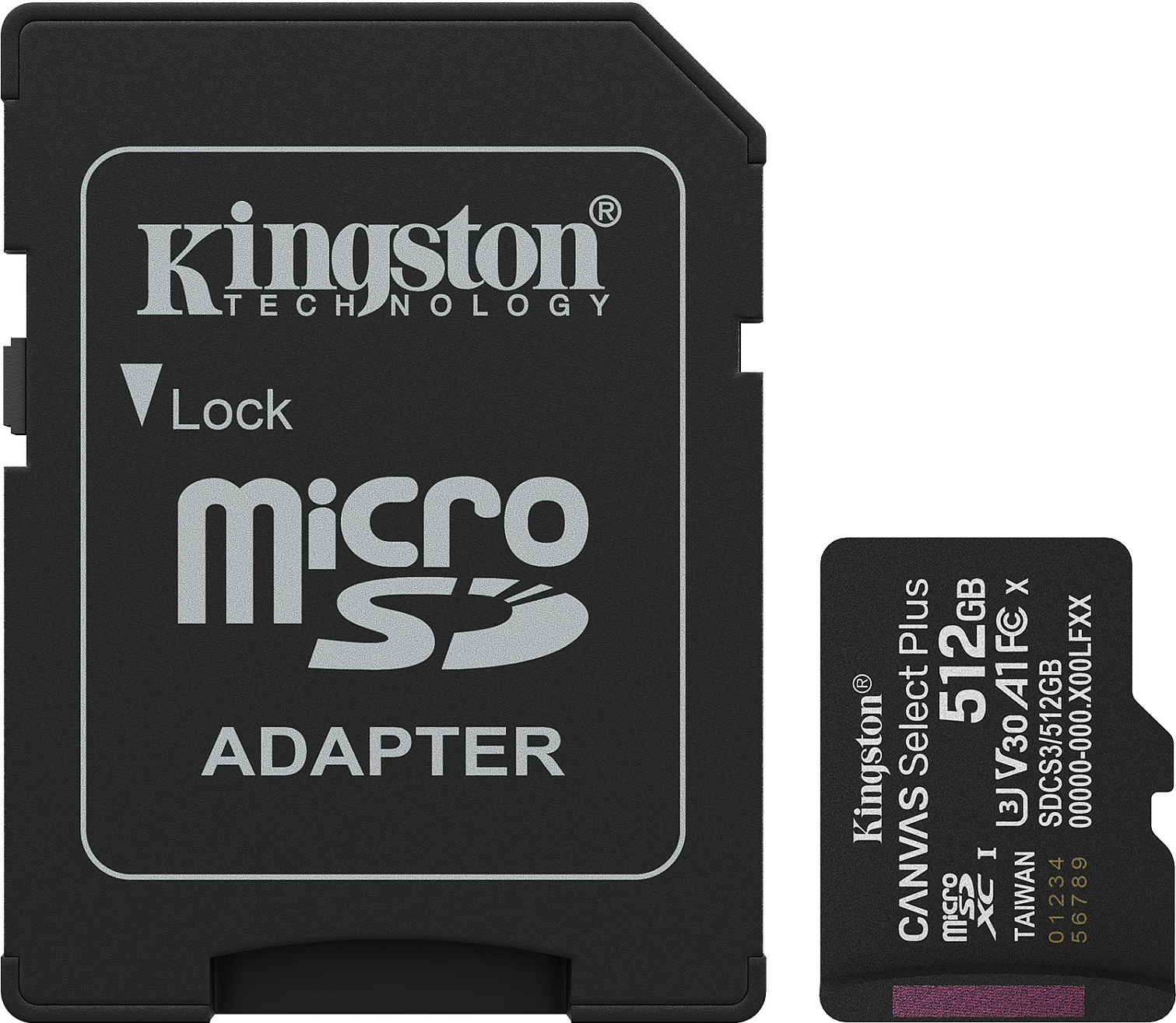 Kartelë microSDXC Kingston Canvas Select Plus Gen3 512GB me adapter, e zezë