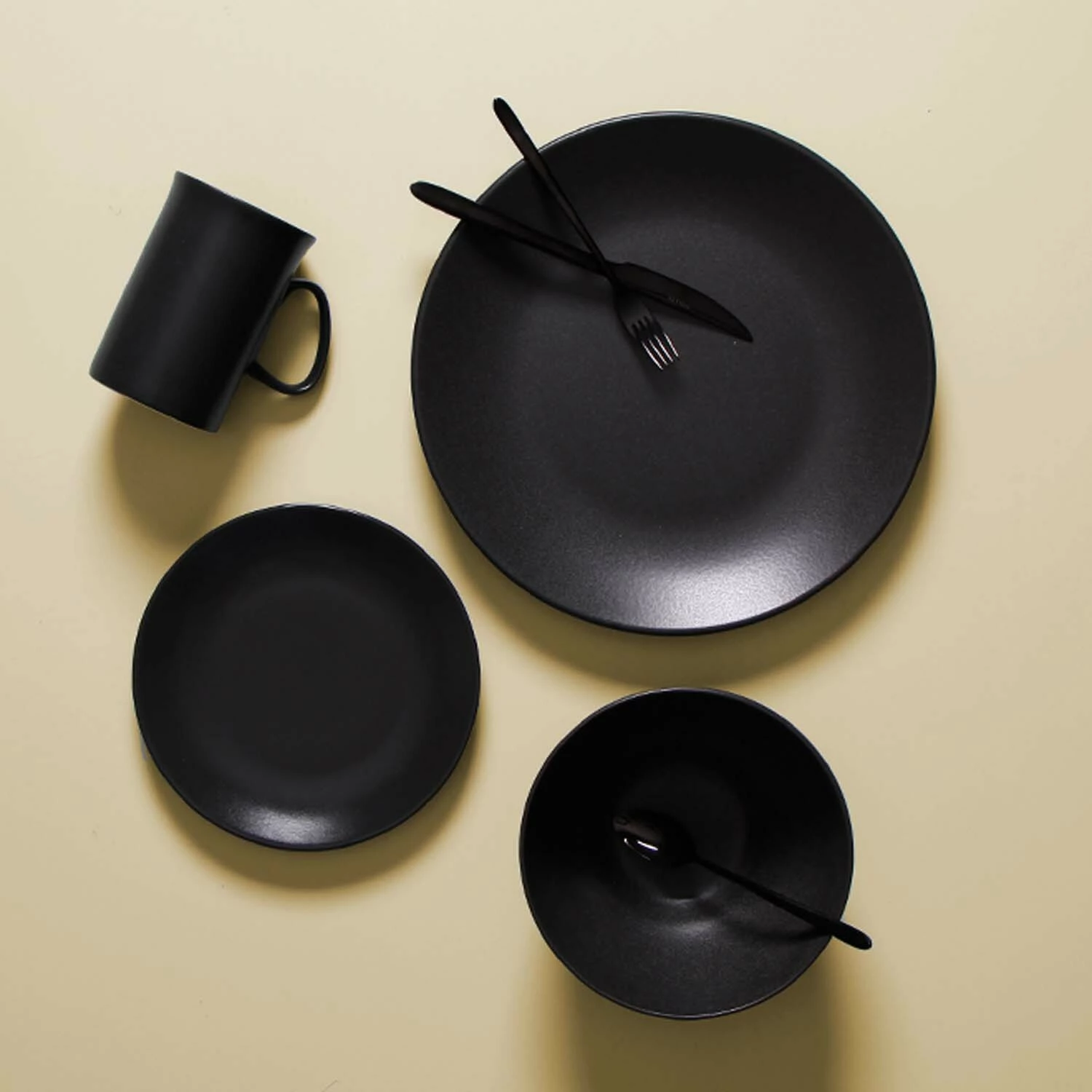 Pjatëz për filxhan të stivueshëm Porland Seasons Coal 150 mm porcelan, set 6 copë, e zezë