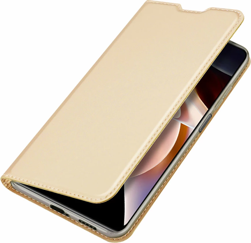 Mbështjellës Dux Ducis Skin Pro për Poco M4 Pro 5G, me kapak, xhep kartelash dhe mbajtëse, Gold