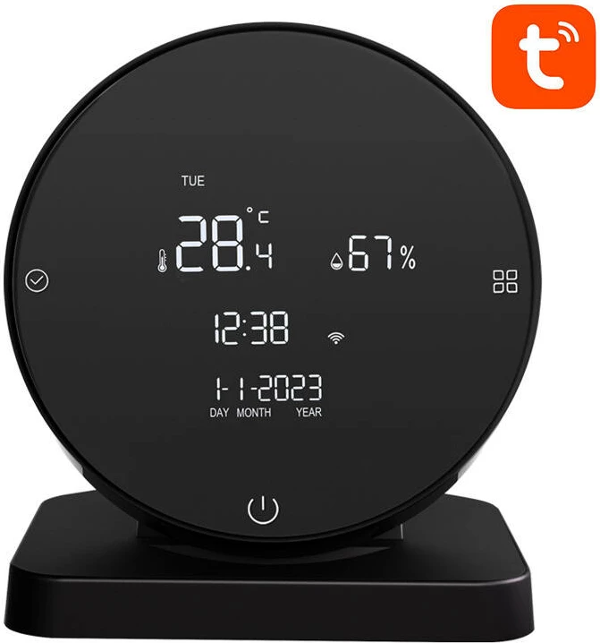 Sensor temperature dhe lagështie Avatto WHS20S Tuya, Wi-Fi, me ekran LCD, i zi