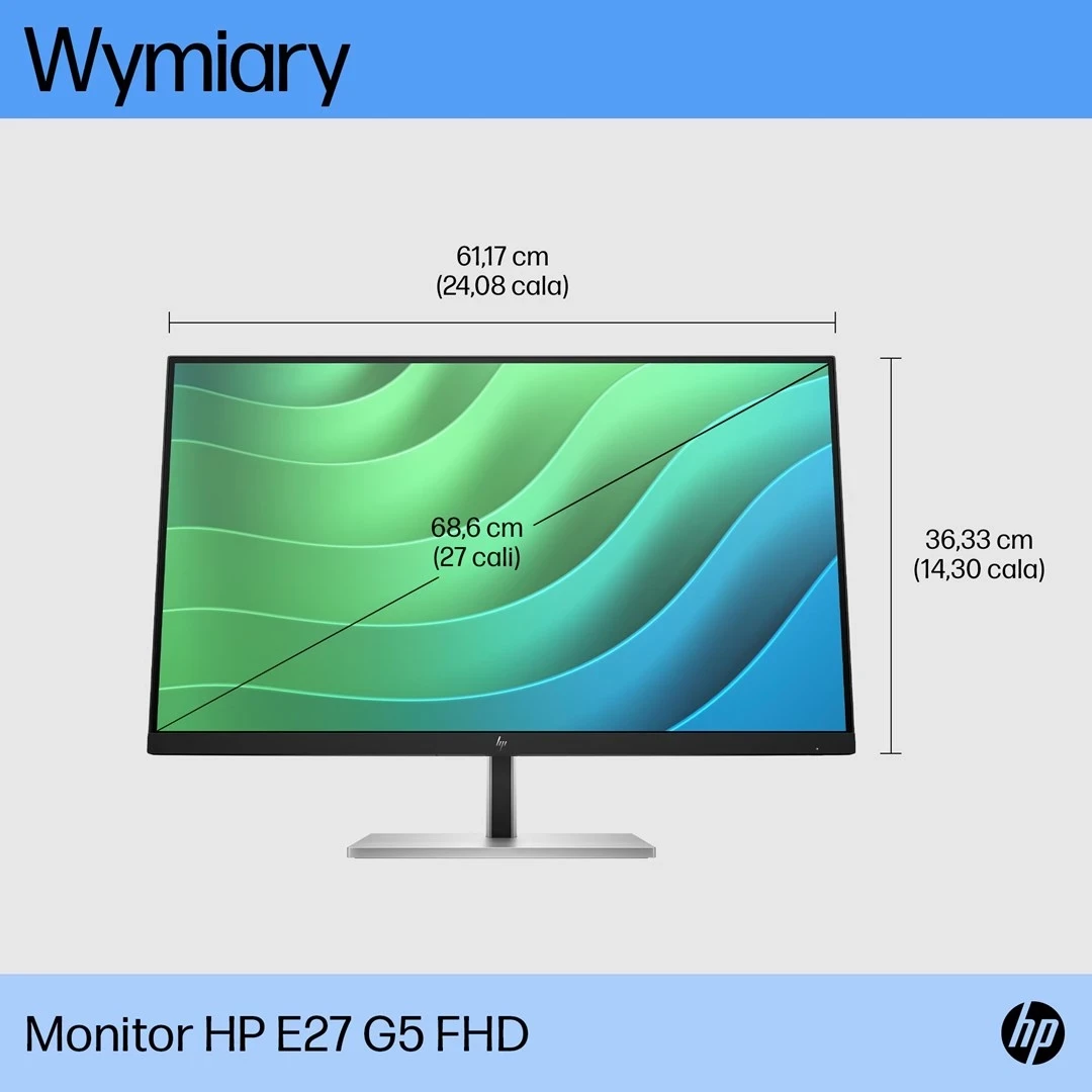 Monitor HP E27 G5, 27", Full HD, 75Hz, i zi/argjend