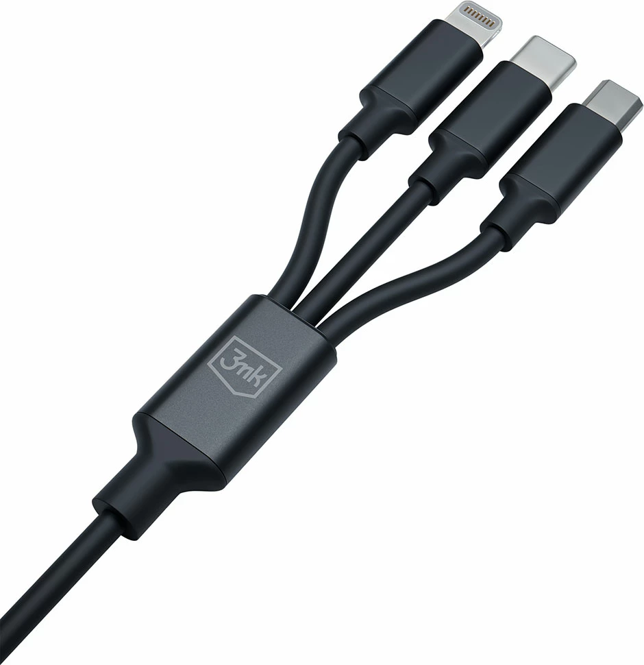 Kabllo 3in1 3mk Hyper Cable, 1.5m, USB-A në USB-C/Micro USB/Lightning, e zezë