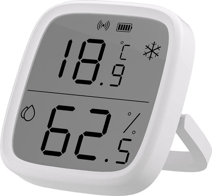 Sensor temperature e lagështie Sonoff SNZB-02D, ZigBee, me ekran LCD, i bardhë