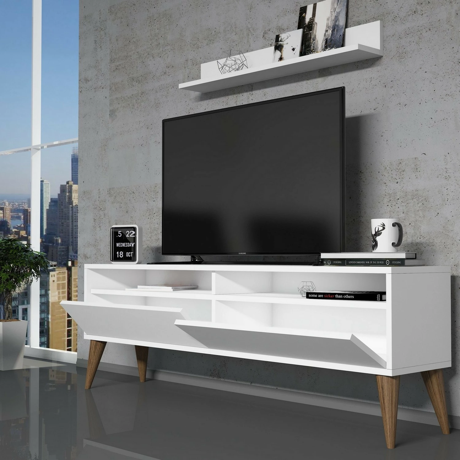 Komodë TV Hanah Home, Best, e bardhë
