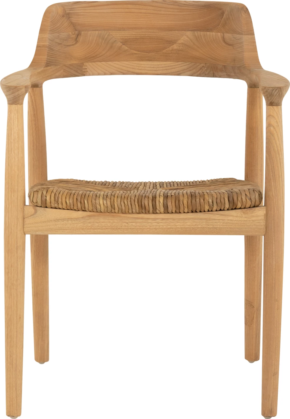 Karrige me krahë, dru teak dhe sedilje kashtë, FH9335, 58x53x79 cm