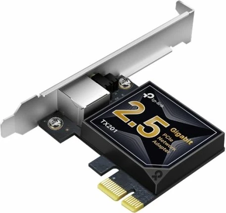 kartë rrjeti PCIe TP-LINK TX201 2.5GbE RJ45, set me bracket standard + low-profile, e zezë