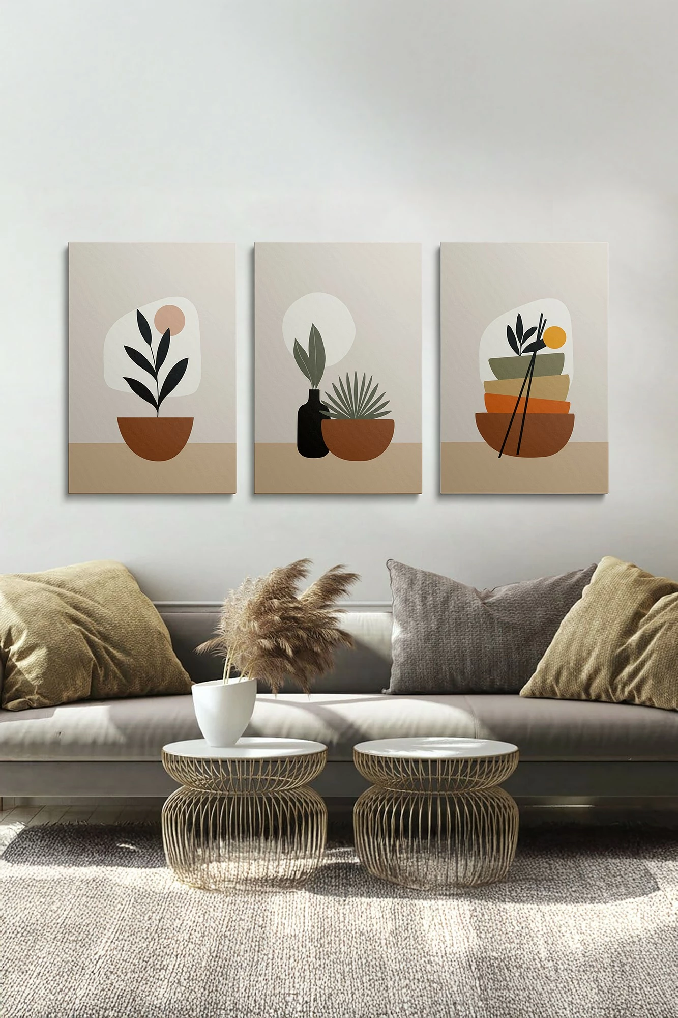 Pikturë dekorative në kanavacë (3 copë), Wallity, Ersycnvs15, 70x100