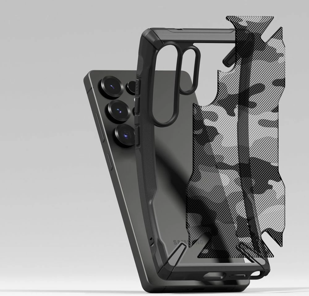 Mbështjellës Ringke Fusion X për Samsung Galaxy S25 Ultra, Black Camo