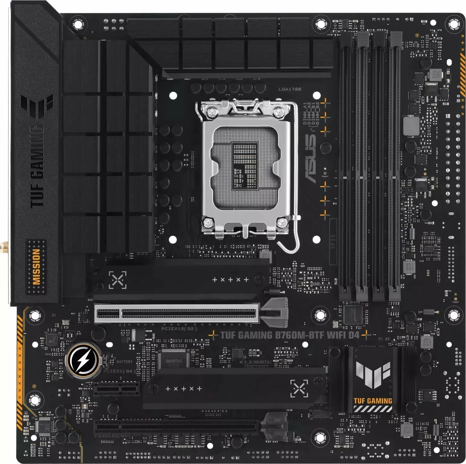 Pllakë amë Asus TUF Gaming B760M-BTF WIFI D4, mATX, DDR4, WiFi 6, 2.5GbE, e zezë