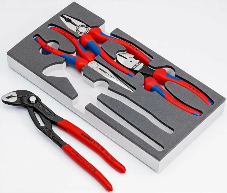 Set pincash Knipex 00 20 01 V15, 4 copë, 335 mm, 1.12 kg, kuqe/blu