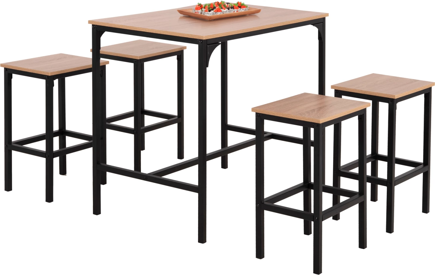 Set për bar, 5 pjesë, BOXY, FH9882.01, korniza metalike të zeza, melaminë në ngjyrë sonama