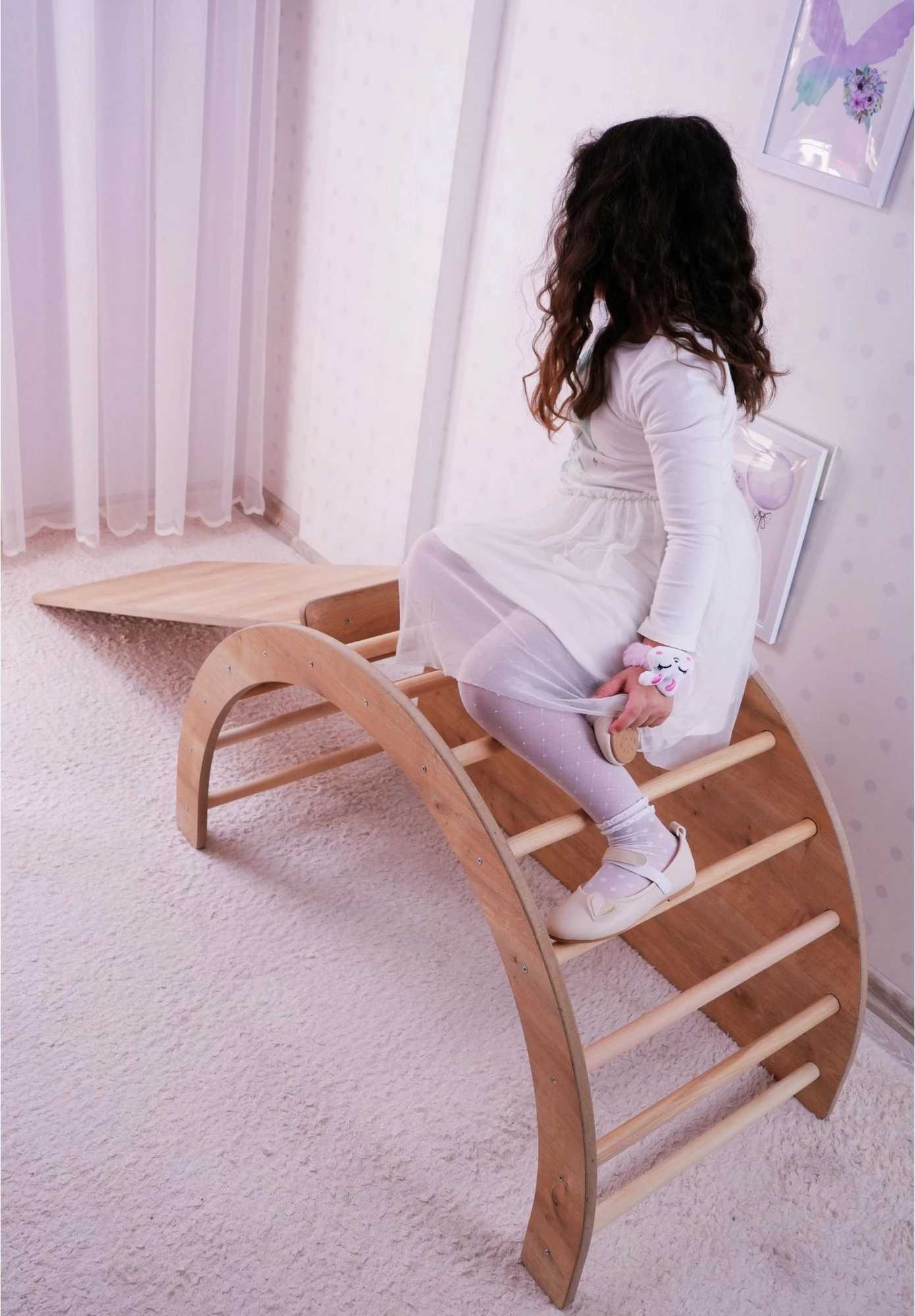 Set ngjitës Pikler për fëmijë, ngjyrë kafe, Hanah Home, Sincap