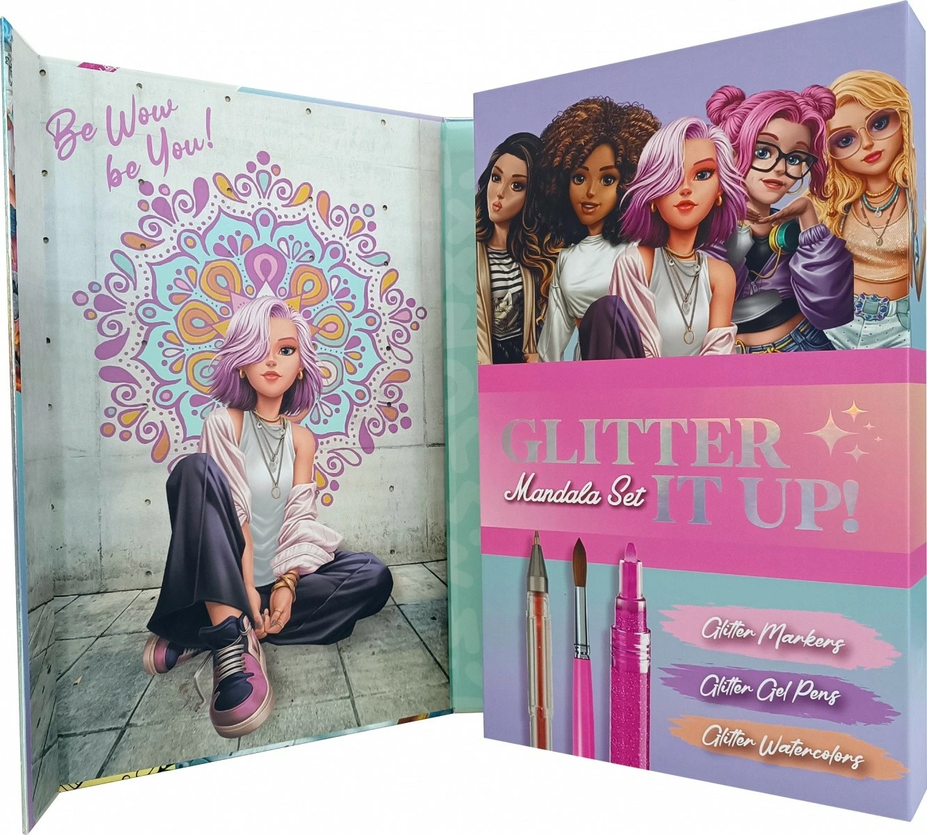 Set kreativ mandala Kids Euroswan WOW00084 me markerë dhe akuarele me shkëlqim