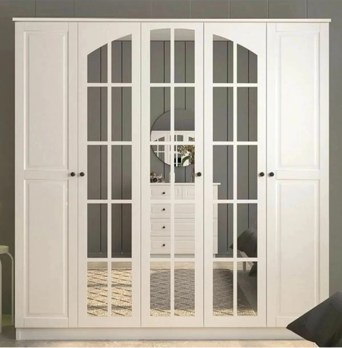 Dollap rrobash Skye Decor, ngjyrë e bardhë mat, RB-016