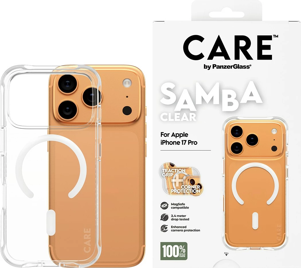 Mbështjellës PanzerGlass CARE fashionable Samba MagSafe për iPhone 17 Pro, transparent