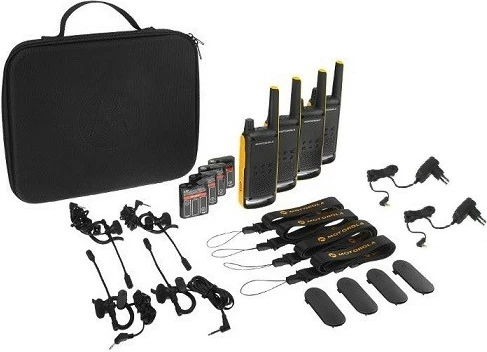 Set radiotelefonash Motorola TALKABOUT T82 Extreme Quad Pack, 16 kanale, IPx4, i zi/portokalli, 4 copë