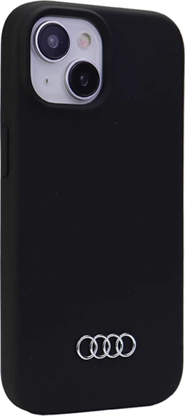 Mbështjellës Audi për iPhone 15, silikon, i zi