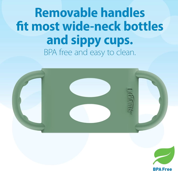 Shishe Dr. Brown’s Milestones, 270ml (9oz) – Grykë e Gjerë, Doreza Silikoni, 6m+, Gri