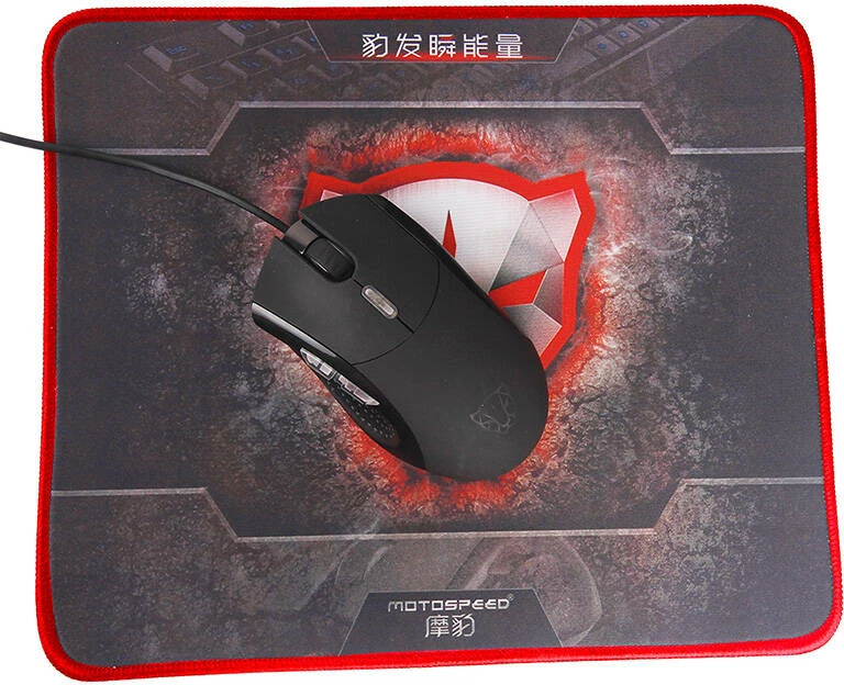 Mauspad Motospeed P70 gaming, 30x26 cm, i zi me të kuqe