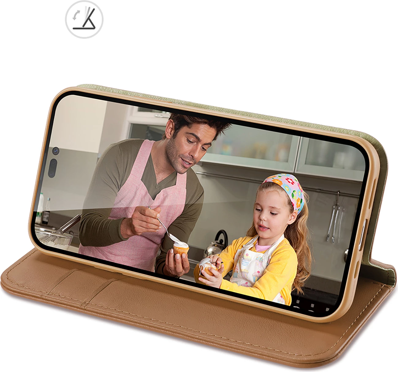 Mbështjellës Dux Ducis Hivo për iPhone 14 Pro, lëkurë natyrale, kafe