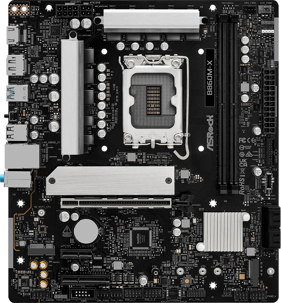 Pllakë amë ASRock B860M-X, micro ATX, Socket 1851, 128 GB, E zezë