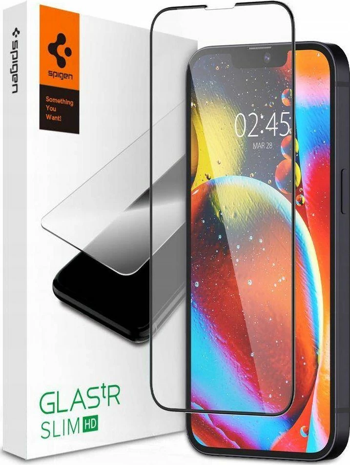 Xham i temperum Spigen Glass FC për iPhone 13/13 Pro, 1 copë, i zi