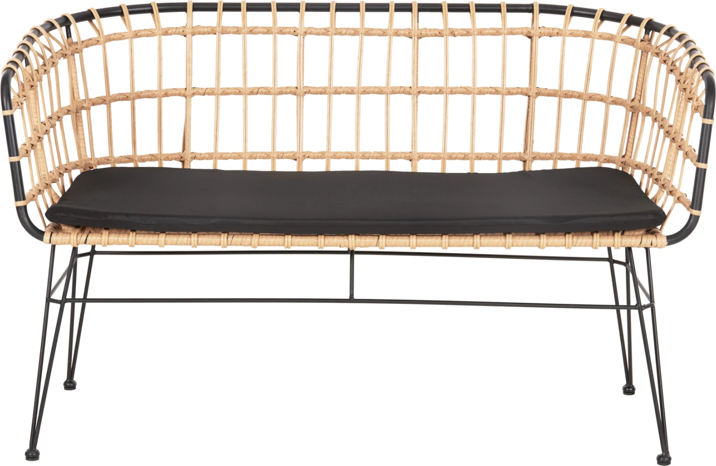 Divan për jashtë, dy ulëse, ALLEGRA, FH5692.11, ratan sintetik, ngjyrë bezhë dhe e zezë, 125x60x77 cm