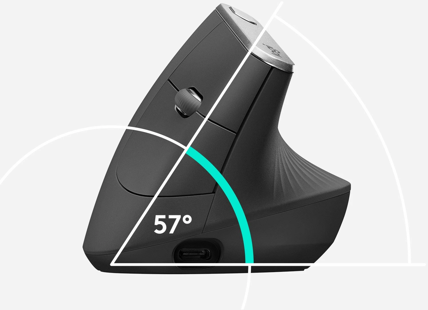 Maus Logitech MX Vertical Advanced Ergonomic, Djathtas, Optik, RF Wireless + Bluetooth, 4000 DPI, Grafit