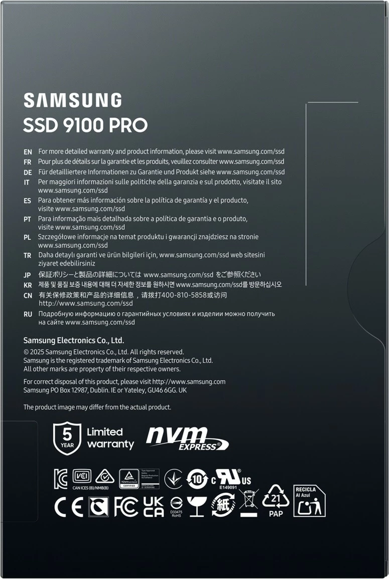 SSD Samsung 9100 PRO, 4 TB, PCIe 5.0, M.2