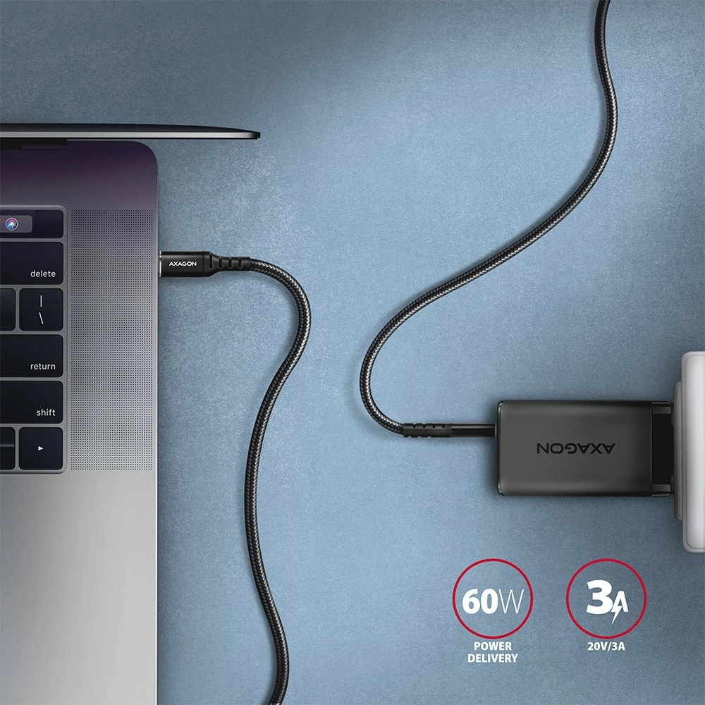 Kabllo USB-C në USB-C AXAGON BUCM-CM30AB, 3m, 60W, i zi