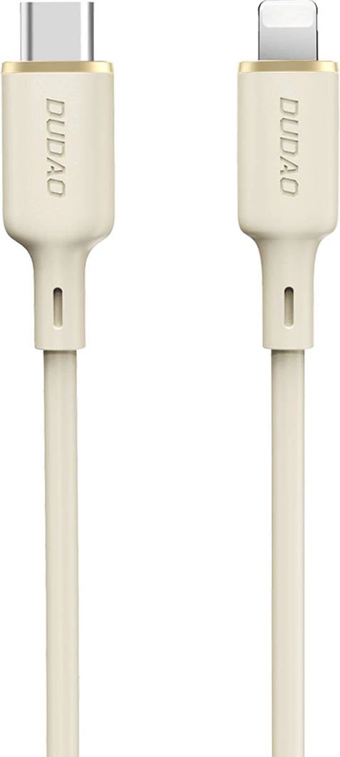 Kabllo Dudao L7SCL, USB-C në Lightning, 2m, 30W, Silikon, Bezhë