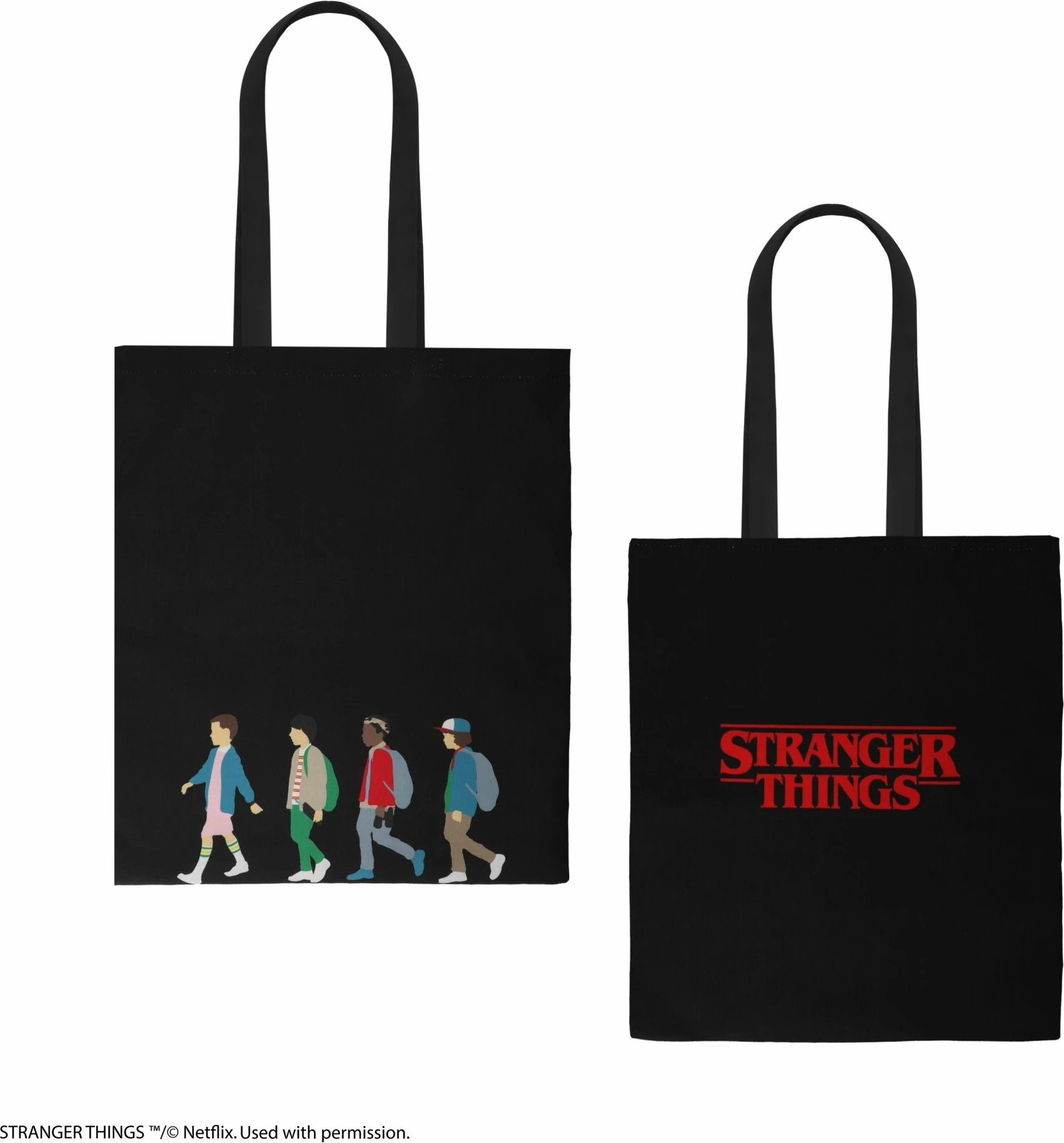 Çantë tote Cinereplicas Stranger Things, 42×38 cm, 100% poliester, e zezë