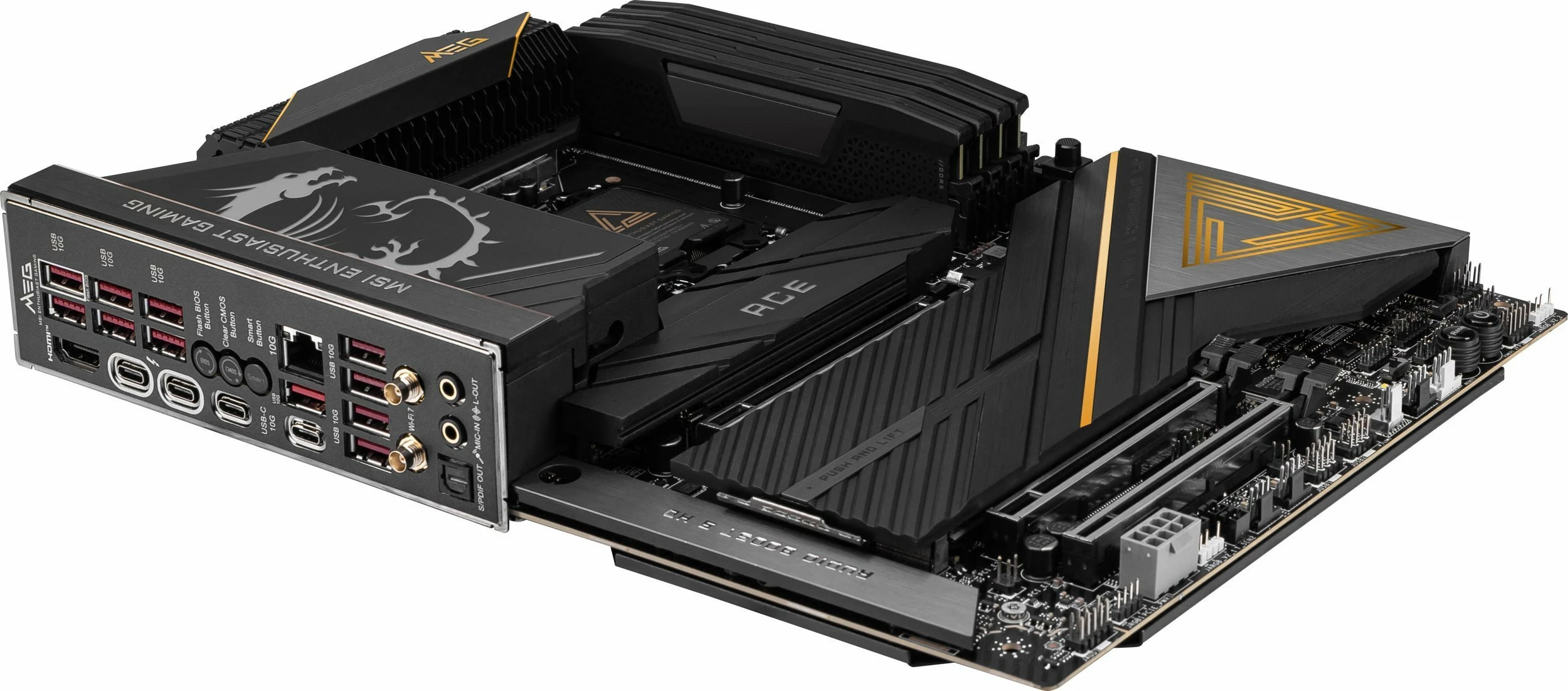 Pllakë amë MSI MEG Z890 ACE, ATX, Intel Z890, DDR5 deri 256GB, PCIe 5.0, Wi‑Fi 7, 10G LAN, Thunderbolt 4, zi/ari, set me antenë Wi‑Fi