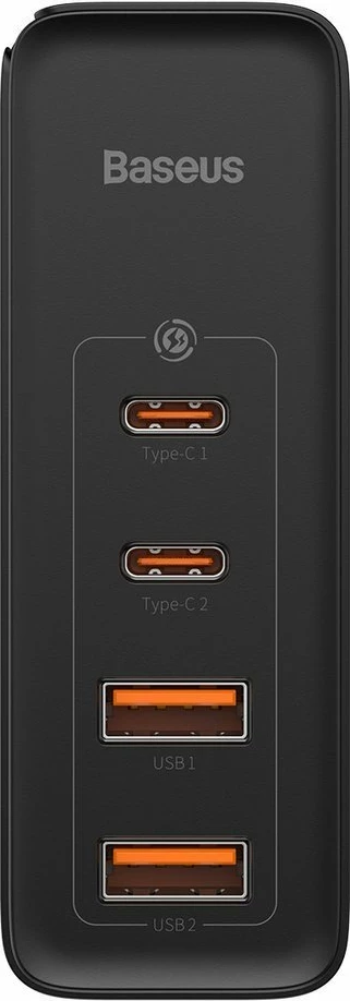 Karikues i shpejtë Baseus GaN2 Pro, 100W, 2x USB-C, 2x USB-A, i zi