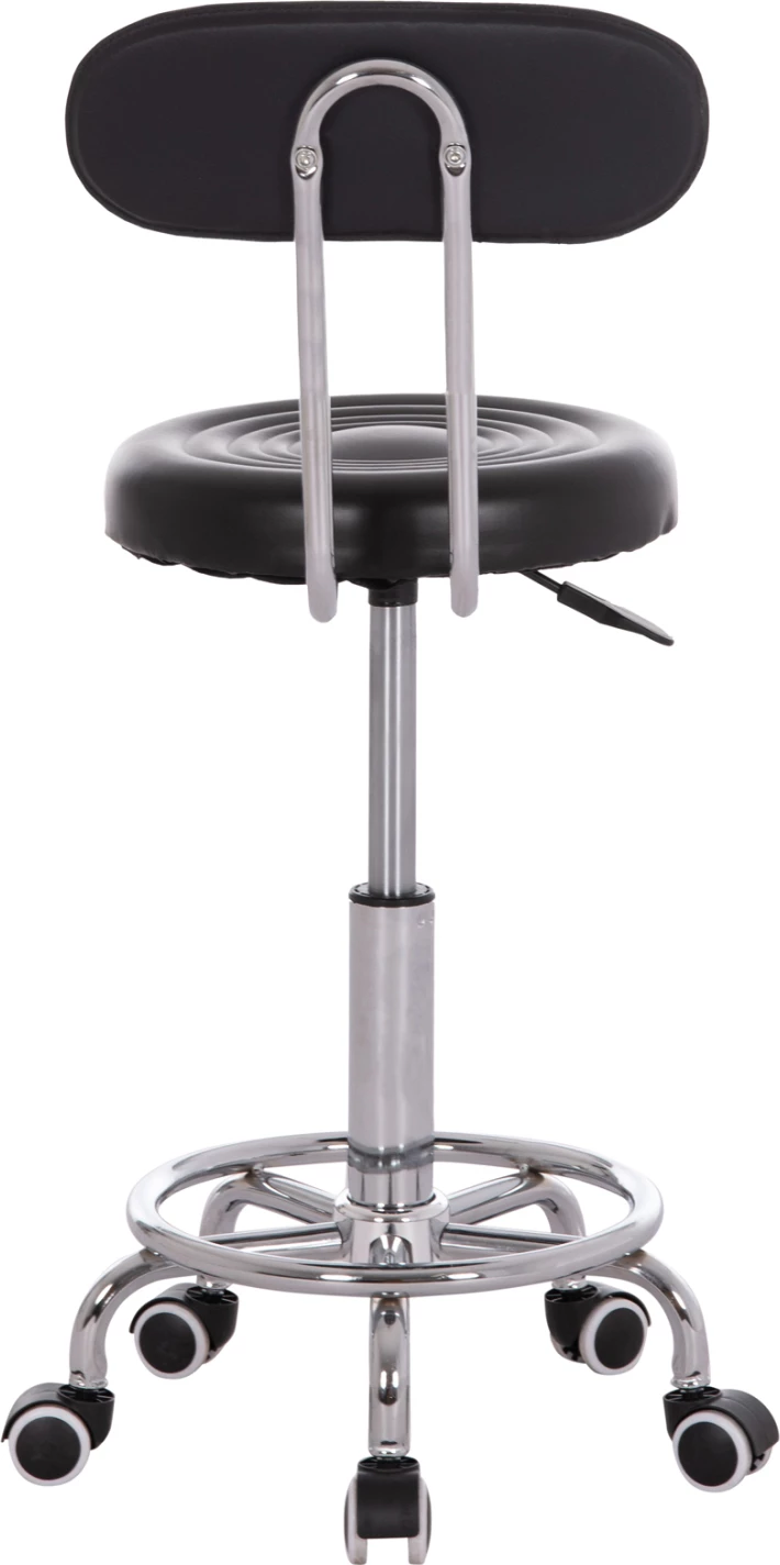 Stool rrotullues dizajneri për zyre IRIS FH211.21, lëkurë artificiale e zezë, 34x43x86.5cm, set prej 2 copash