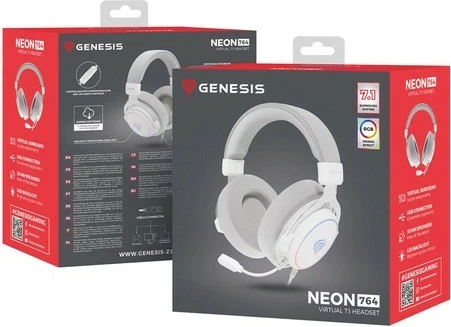 Kufje Genesis Neon 764 RGB, të bardha