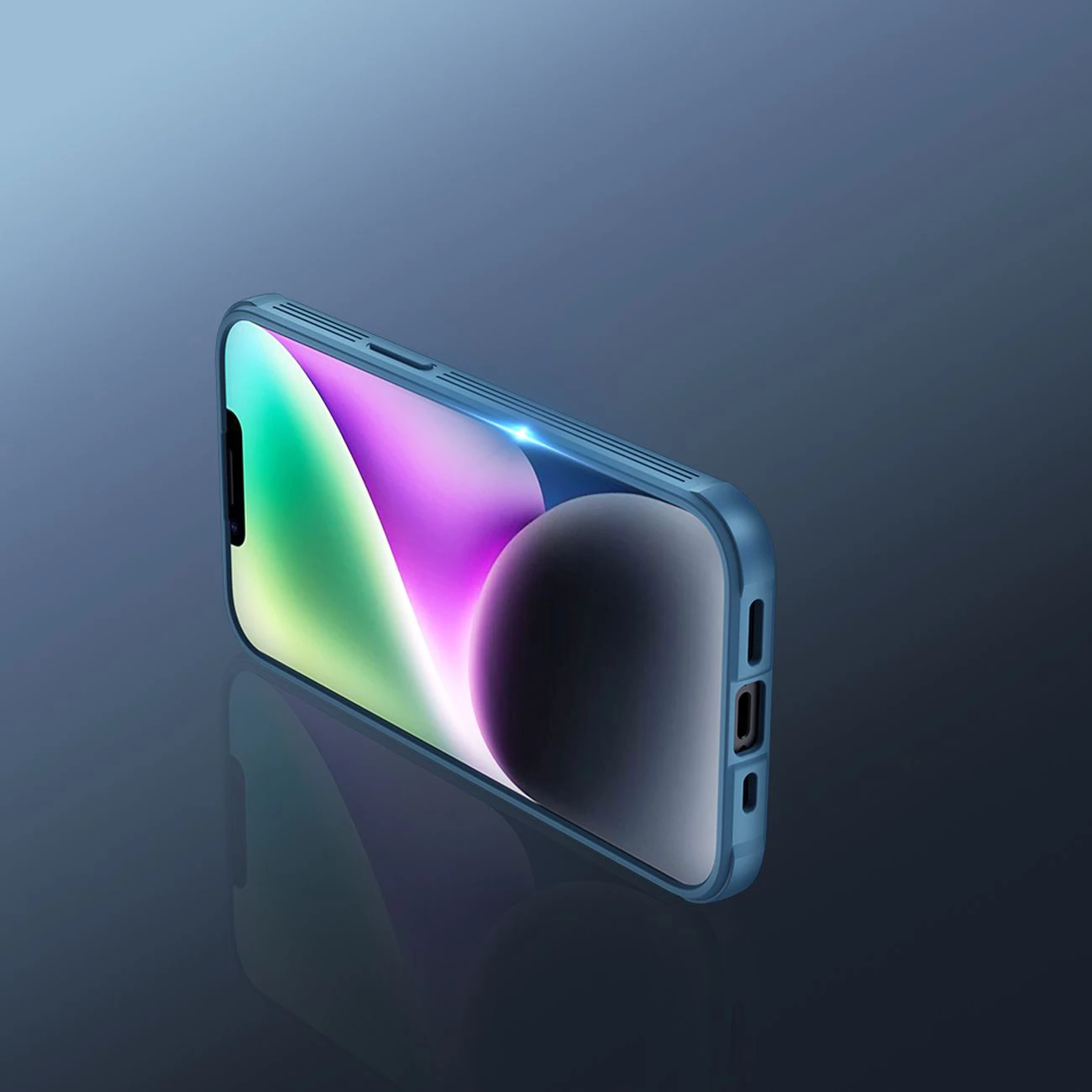 Mbështjellës Nillkin CamShield Pro për iPhone 14 Plus, me kapak kamere, Kaltër