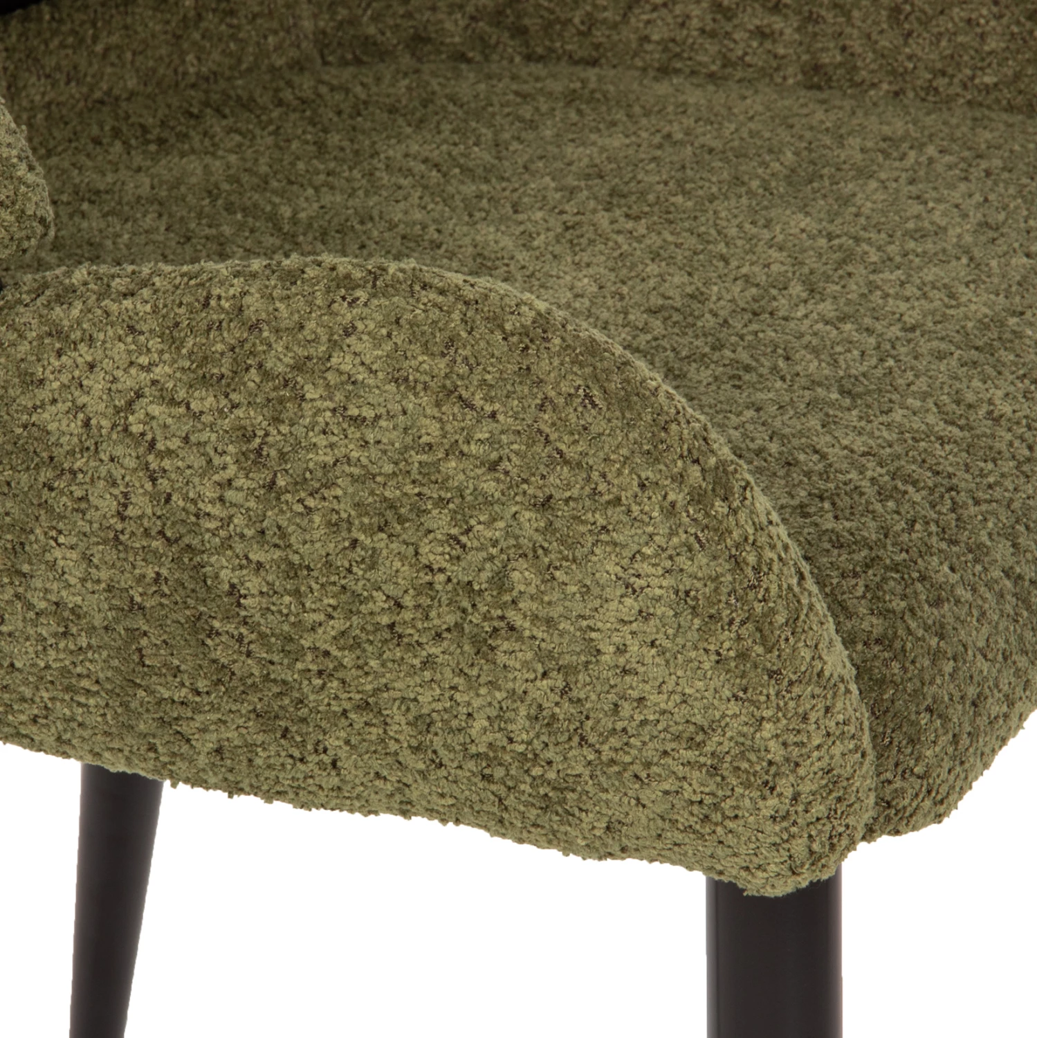 Karrige SARKY FH8585.03, pëlhurë boucle e gjelbër, këmbë metalike të zeza, 55x62x89H cm., set prej 2 copë
