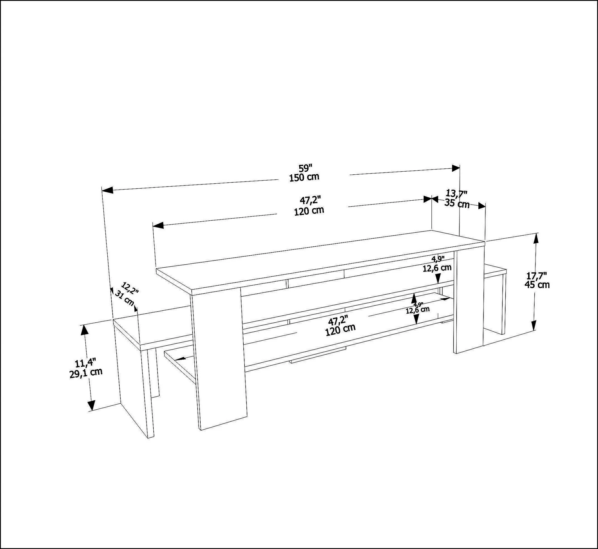 Komodë TV Skye Decor, Lenora, e bardhë dhe antracit