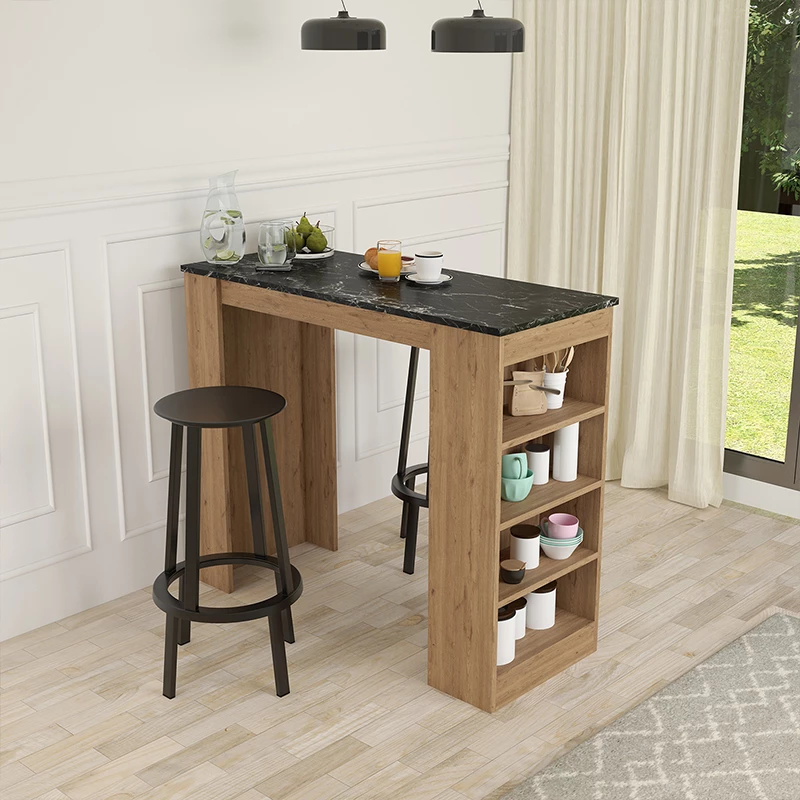 Tavolinë për bar Birma, ngjyrë lisi me pamje mermeri, 120x51.5x102cm