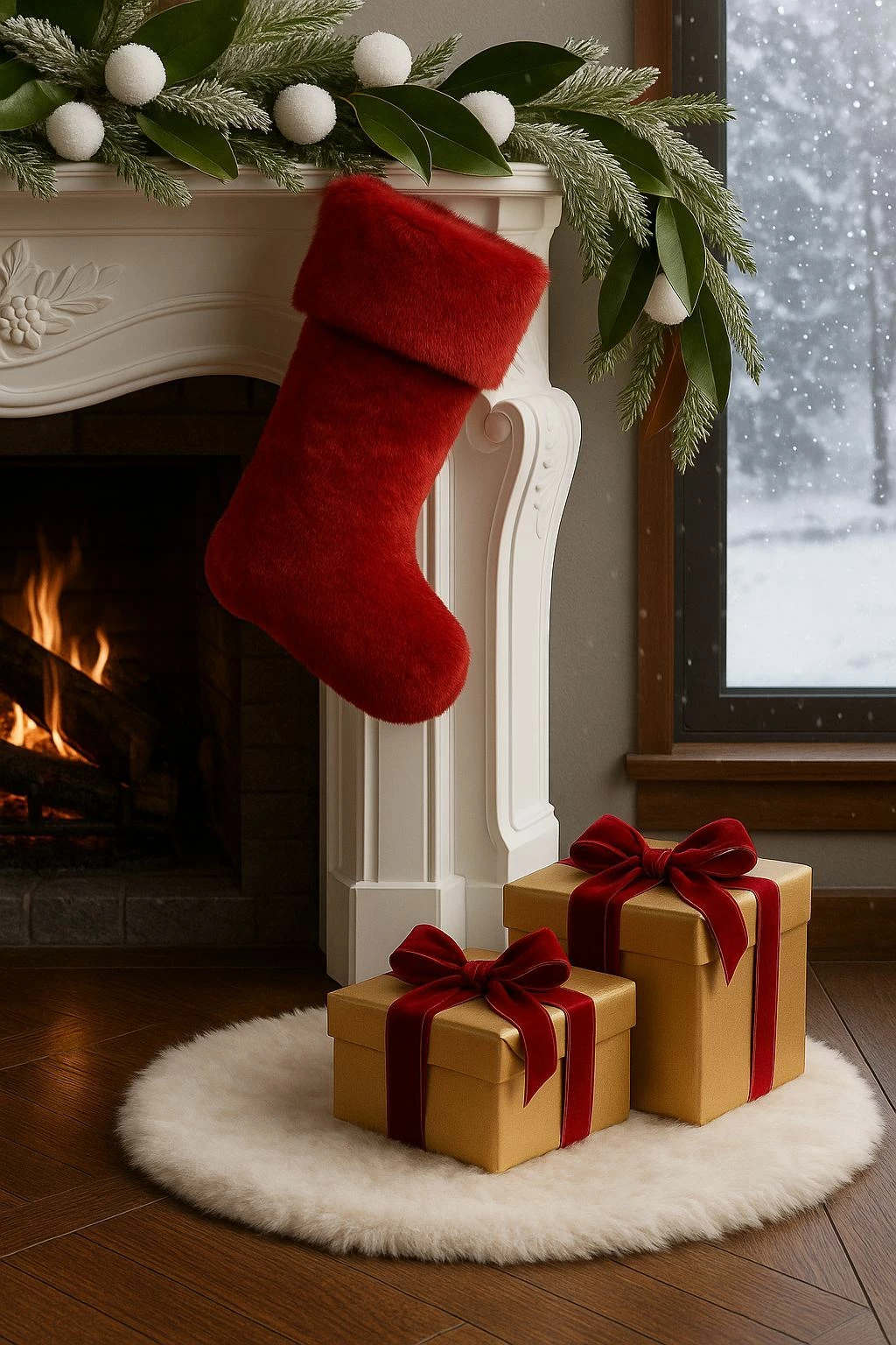 Çorape për Krishtlindje, pelush e kuqe, Evila Originals