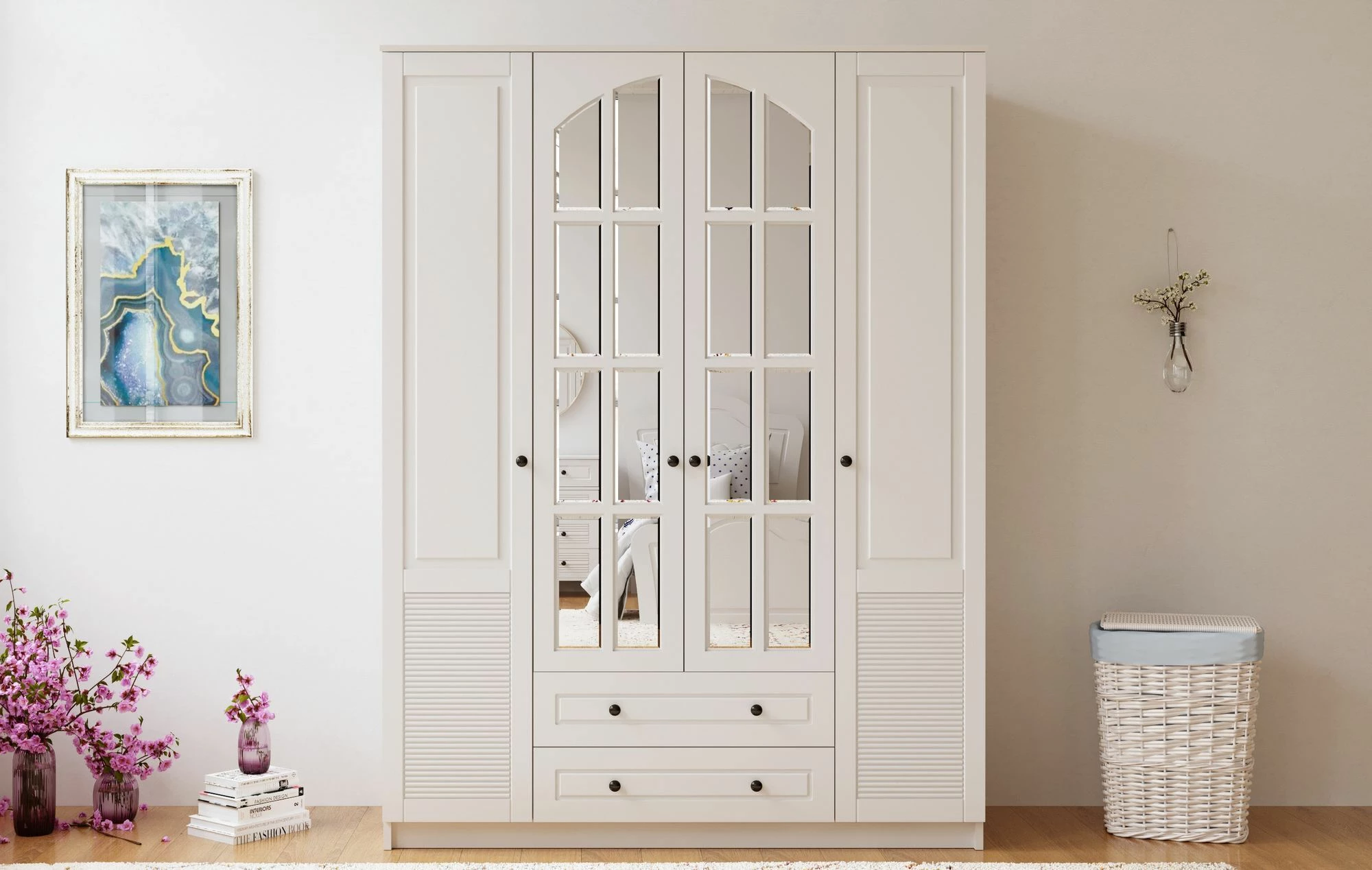 Dollap rrobash Skye Decor, ngjyrë e bardhë mat, RB-112