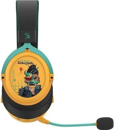 Kufje A4Tech Bloody MR595, Bluetooth 5.3, 2.4G, me kabllo, 7.1 virtuale, të verdha